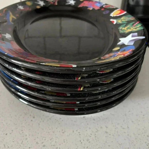 Planet Hollywood Set of 6 Serving Plates Black Size 15"x11" - Picture 5 of 6